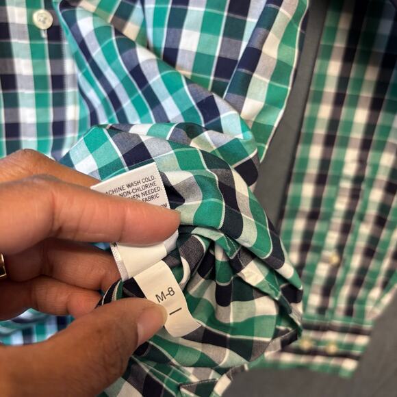 Banana Republic Plaid Shirt Button Non Iron Slim Fit Dress Mens Medium Preppy - Picture 10 of 11